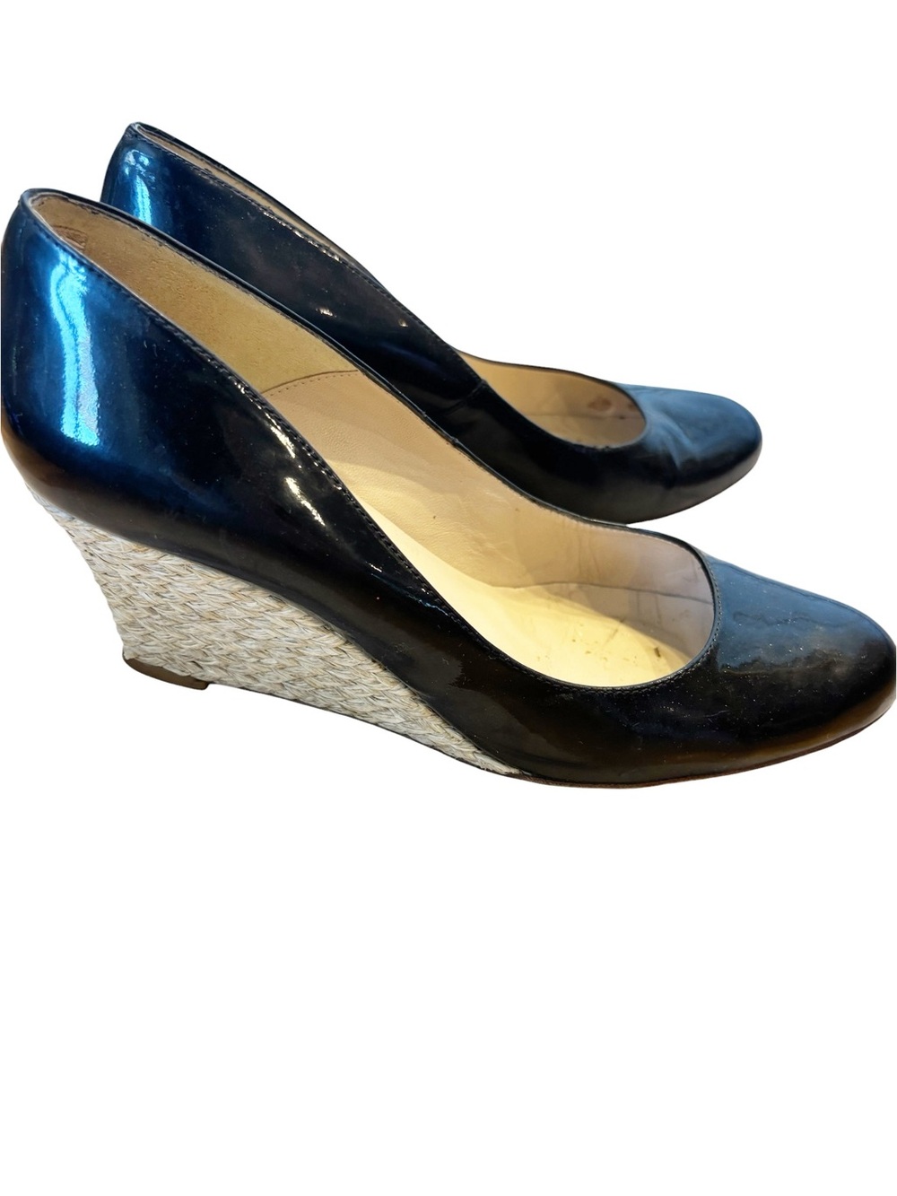 LK Bennett Patent Wedge Pumps with Braided Espadrille Heel